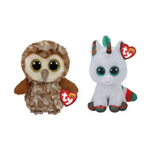 Ty - Knuffel - Beanie Boo's - Percy Owl & Christmas Unicorn