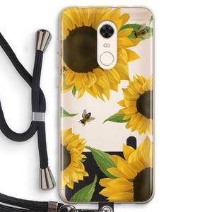 Sunflower and bees: Xiaomi Redmi 5 Transparant Hoesje met koord