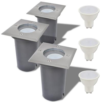 VidaXL Led-grondspots buiten 3 stuks vierkant