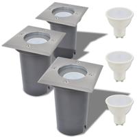 VidaXL Led-grondspots buiten 3 stuks vierkant VidaXL Led-grondspots buiten 3 stuks vierkant