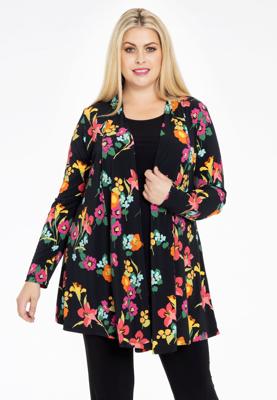 Yoek Cardigan BLOOMY | Zwart | Maat 50/52