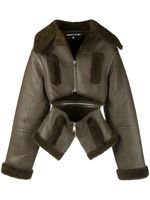 ANDREĀDAMO veste en cuir à découpes - Vert ANDREĀDAMO veste en cuir à découpes - Vert