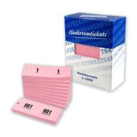 Nummer blokken - 2x - cijfers 1 t/m 1000 - roze - papier - garderobe/loterij nummers