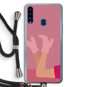 Pink boots: Samsung Galaxy A20s Transparant Hoesje met koord