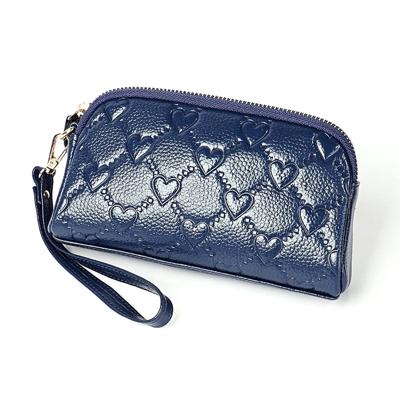 2025 multifunctionele Litchi textuur vrouwen grote capaciteit hand portemonnee shell tas met kaartsleuven (Sapphire Blue)