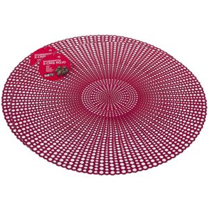 Set van 2x stuks ronde kunststof dinner placemats rood met diameter 40 cm