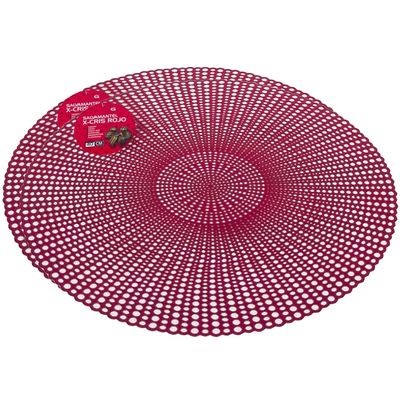 Set van 2x stuks ronde kunststof dinner placemats rood met diameter 40 cm