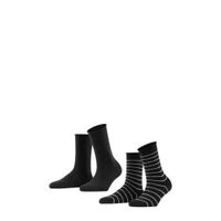 FALKE Happy Stripe sokken - set van 2 zwart - thumbnail