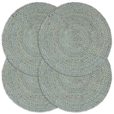 VidaXL Placemats 4 st rond 38 cm jute olijfgroen