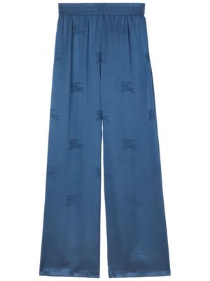 Burberry pantalon ample à logo en jacquard - Bleu