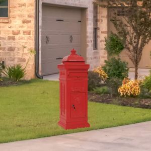 VidaXL Pilaar brievenbus vintage stijl roestbestendig aluminium rood