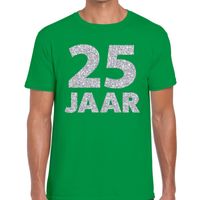 25 jaar zilver glitter verjaardag/jubilieum shirt groen heren - thumbnail