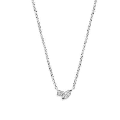 14k Witgouden Collier met Diamant - Verstelbare Lengtes (41-45 cm)