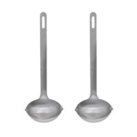 Gerimport Soep/saus opscheplepel - 2x - zilver - RVS - 27 cm - keukengerei - soeplepel