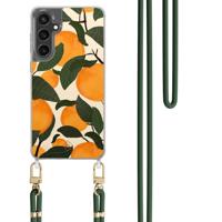 Samsung Galaxy S24 FE hoesje met groen koord - Orange garden Samsung Galaxy S24 FE hoesje met groen koord - Orange garden