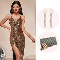 Retro vintage Roaring jaren '20 Jaren 1920 Flapper jurk Cosplay kostuum Outfits The Great Gatsby Dames Pailletten Kwastje Kerstmis Halloween Feest / Uitgaan Kleding Lightinthebox - thumbnail