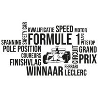 Formule 1 woord cloud, Leclerc - Muursticker - thumbnail