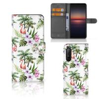 Sony Xperia 1 II | Telefoonhoesje | Met pasjeshouder | Flamingo Palms