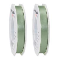 Cadeaulint/sierlint Satijn - 2x - 1.5 cm x 25 meter - Salie Groen - cadeaus inpakken - decoratie