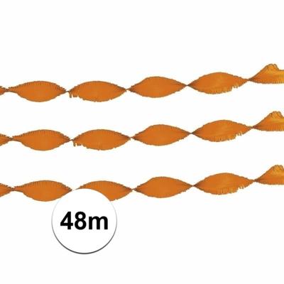 Feest slingers - 2x - oranje - crepe papier - 24 meter - draaislinger decoratie - versiering
