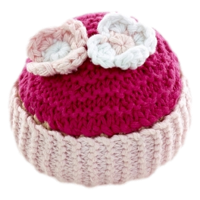 Pebble Rammelaar - Cupcake roze met Bloemen - thumbnail