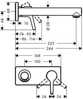 Hansgrohe Talis S inbouw wastafelkraan met 22.5cm uitloop afbouwdeel chroom - thumbnail