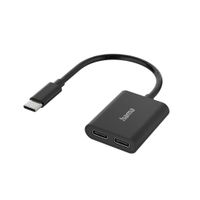 Hama Audio-adapter 2in1 USB-C-st. - 2x USB-C-aansl. Audio + Opladen