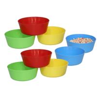 Gerimport Picknick/camping kommen/snack schaaltje - 8x stuks - multi - kunststof - herbruikbaar