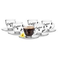 Glasmark Espresso/koffie glazen - met schotels - glas - 12x stuks - 85 ml