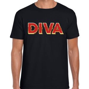 DIVA fun tekst t-shirt zwart met 3D effect voor heren