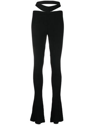 ANDREĀDAMO pantalon nervuré à découpe - Noir