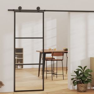 VidaXL Schuifdeur 76x205 cm esg-glas en aluminium zwart