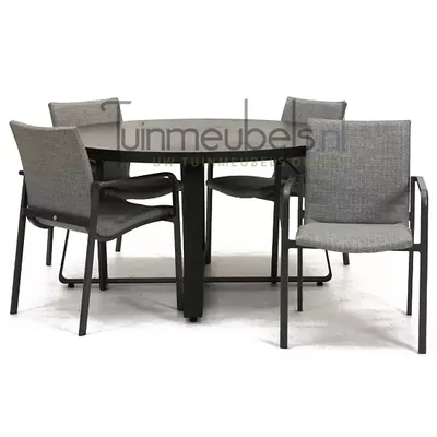 Tuinstoel Anzio dining light antracite met braga tafel 140 cm