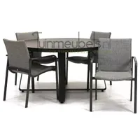 Tuinstoel Anzio dining light antracite met braga tafel 140 cm Tuinstoel Anzio dining light antracite met braga tafel 140 cm