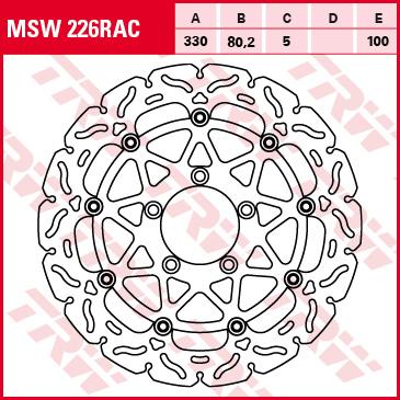 TRW Remschijf, remschijven voor de moto, MSW226RAC