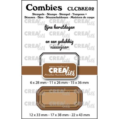 Crealies • combies stempelset kerst 02: 2 teksten + 1 tag/label