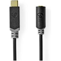 USB-C© Adapter | USB 2.0 | USB-C© Male | 3,5 mm Female | 1.00 m | Rond | Verguld | PVC | Zwart | - thumbnail