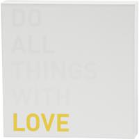 Canvas met goudkleurige motieven, H: 25,4 cm, D: 2,54 cm, B: 25,4 cm, wit, 1 stuk