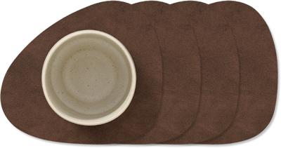 LIND DNA Onderzetters Nupo - Leer - Dark Brown - 13 x 11 cm - 4 Stuks