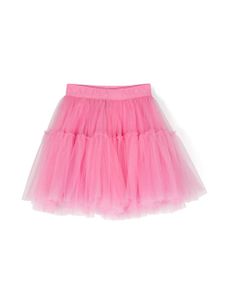 Monnalisa jupe en tulle à ceinture logo - Rose