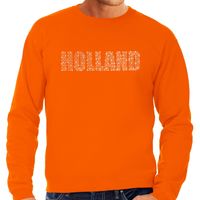 Glitter Holland sweater oranje rhinestone steentjes voor heren Nederland supporter EK/ WK - thumbnail