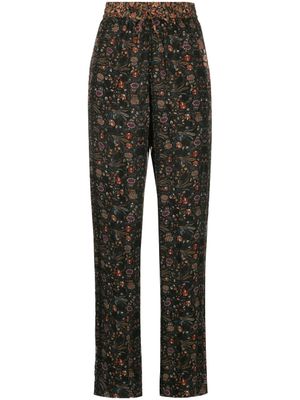 ISABEL MARANT pantalon en soie Ozio à fleurs - Noir