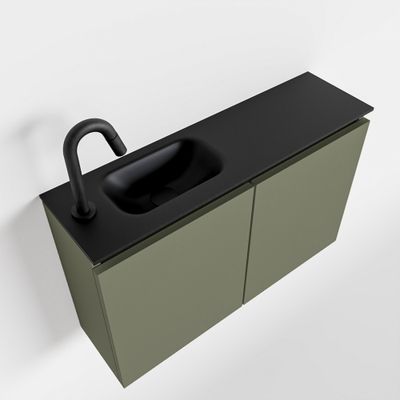 Toiletmeubel Mondiaz Ture | 80 cm | Meubelkleur Army | Eden wastafel Urban Links | 1 kraangat