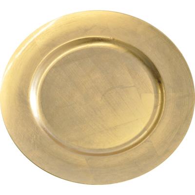 Diner onderborden - 2x - goud - kunststof - 33 cm - rond - dineren