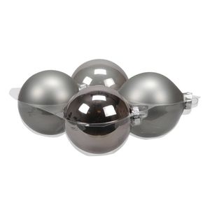 Othmar Decorations Grote kerstballen - 4x st - titanium grijs - 10 cm - glas - Kerstbal