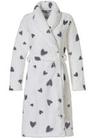 Witte fleece damesbadjas hartjes - Rebelle-L (44-46)