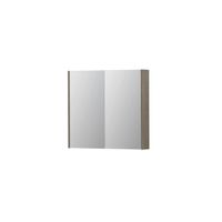 INK SPK2 Spiegelkast - 80x14x74cm - 2 deuren - dubbelzijdige Spiegel - schakelaar en stopcontact - MFC Greige eiken 1105216