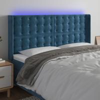 Hoofdbord LED 183x16x118/128 cm fluweel donkerblauw