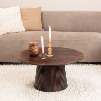 Sohome Ronde Salontafel 'Olav' Mangohout, 80cm, kleur Walnoot