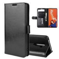 Voor OPPO RENO2 R64 textuur één fold horizontale Flip lederen draagtas met houder & kaartsleuven & portemonnee (zwart)